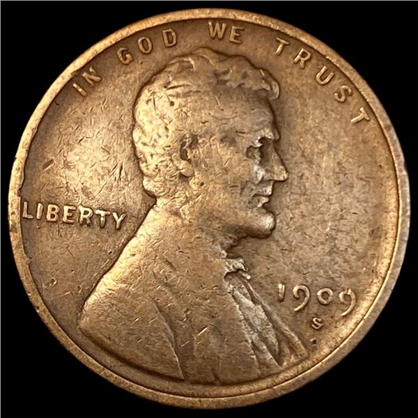 1909-S Lincoln Wheat Cent LIGHTLY CIRCULATED