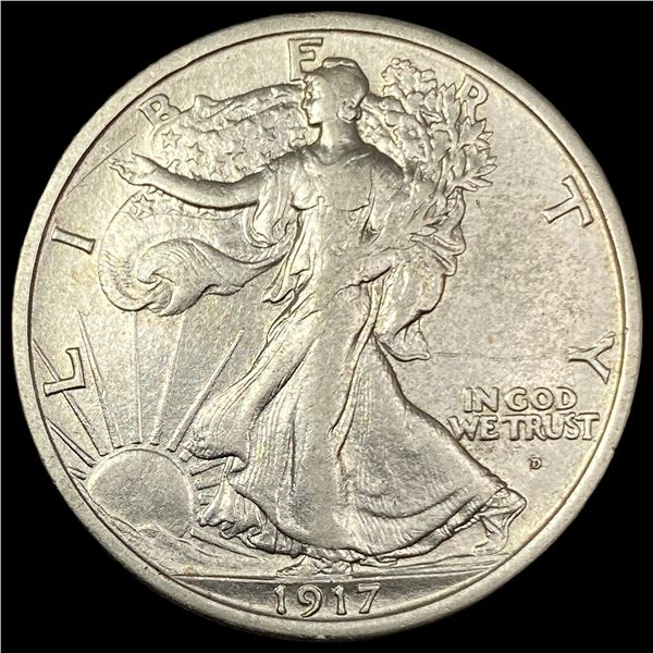 1917-D Silver Walking Liberty Half Dollar CLOSELY UNCIRCULATED