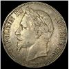1867 France Silver 5 Francs Napoleon III NEARLY UNCIRCULATED