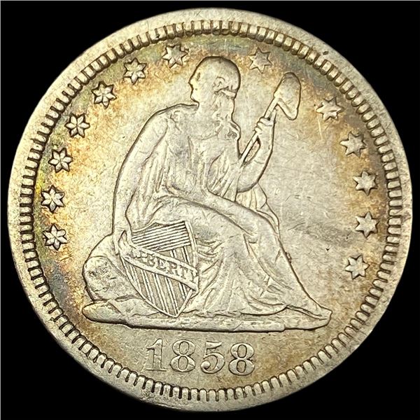 1858 Seated Liberty Quarter NEARLY UNCIRCULATED