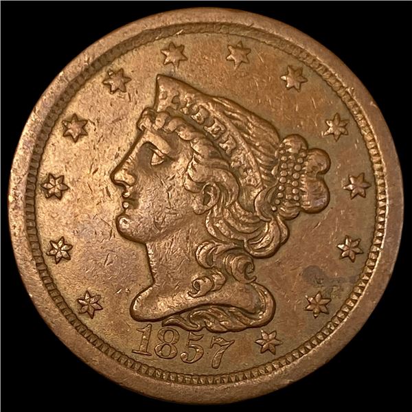 1857 Braided Hair Half Cent CLOSELY UNCIRCULATED