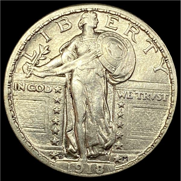1918-D Silver Standing Liberty Quarter CLOSELY UNCIRCULATED
