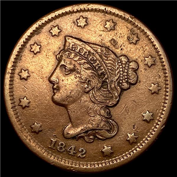 1842 Braided Hair Large Cent NEARLY UNCIRCULATED