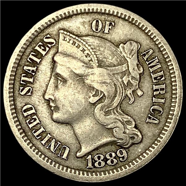 1889 Nickel Three-Cent Piece NEARLY UNCIRCULATED