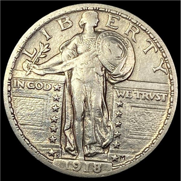 1918-S Silver Standing Liberty Quarter NEARLY UNCIRCULATED