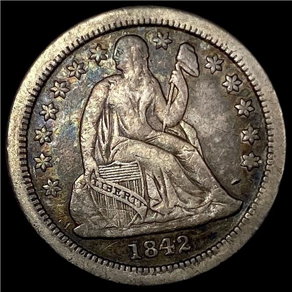 1842-O Silver Seated Liberty Dime NEARLY UNCIRCULATED