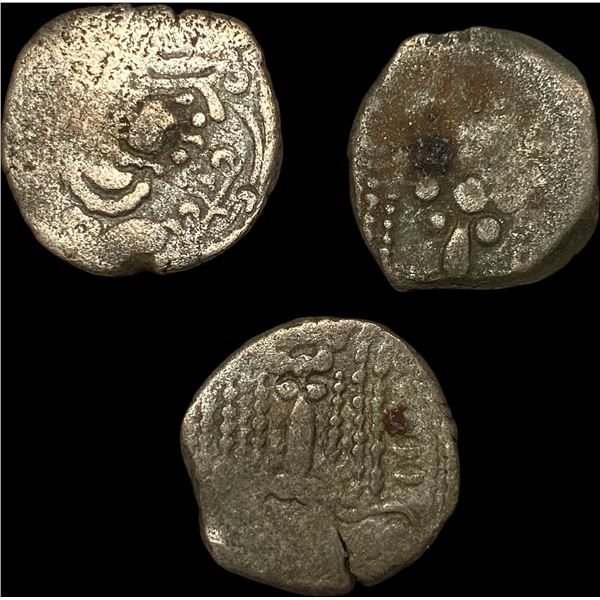 [3 Coins]Paratihara Empire 780-980 AD Silver Drachm NEARLY UNCIRCULATED