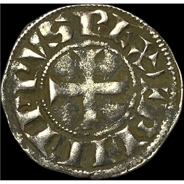 Frankish Greece 1297-1301 AD Silver Denier NEARLY UNCIRCULATED