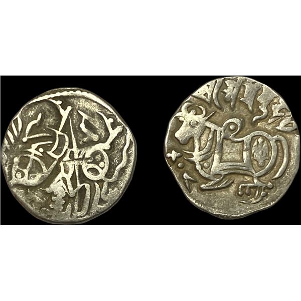 [2 Coins] 700-1000 AD India Rajput Silver Jital NEARLY UNCIRCULATED