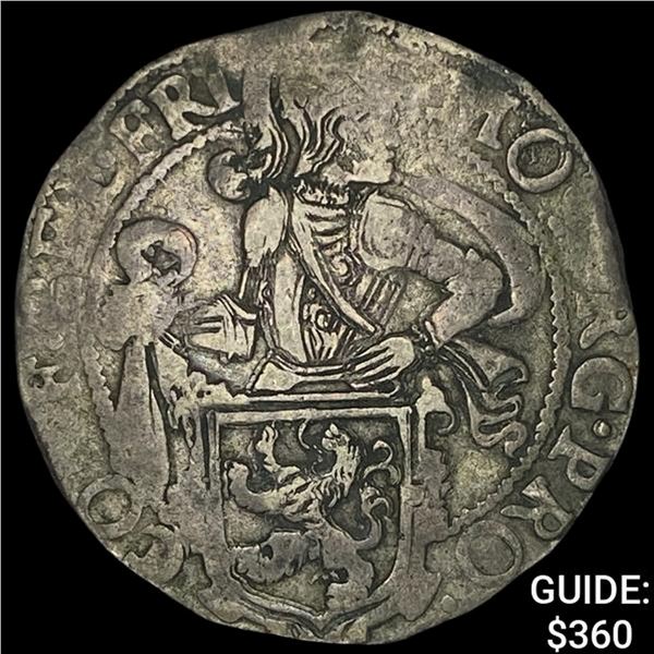 Netherlands, Friesland Silver 1/2 Lion Daalder NEARLY UNCIRCULATED