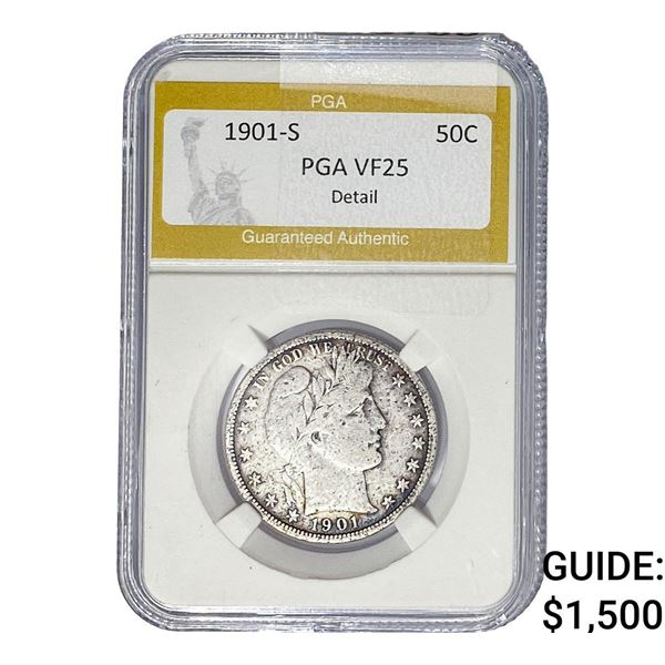 1901-S Barber Half Dollar PGA VF25 Detail