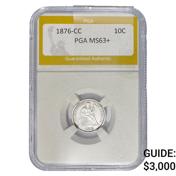 1876-CC Seated Liberty Dime PGA MS63+