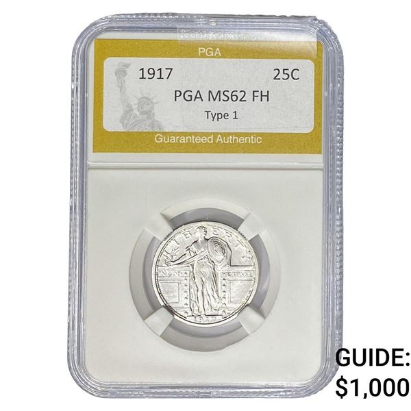 1917 Standing Liberty Quarter PGA MS62 FH Type 1