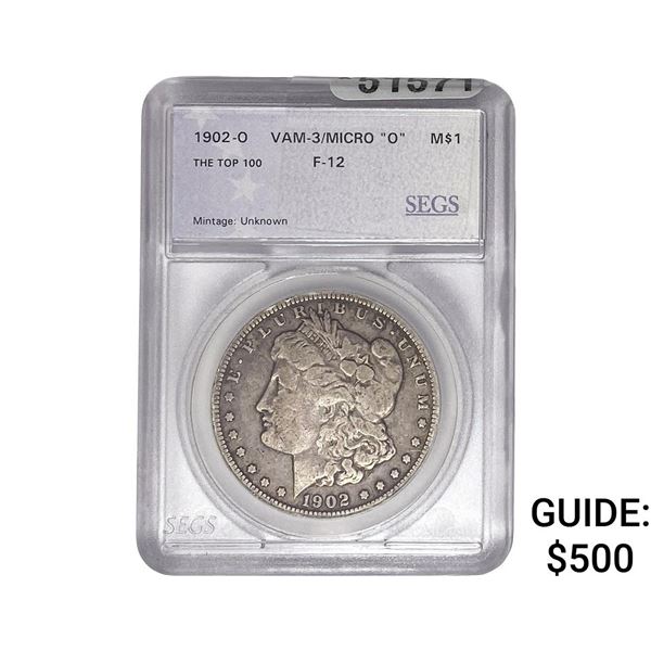 1902-O Morgan Silver Dollar SEGS F12