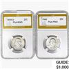 [2 Coins]1959-D/1960PR Wash.Silver Quarter PGA MS65/PR65
