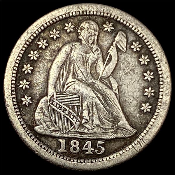 1845-O Silver Seated Liberty Dime NEARLY UNCIRCULATED