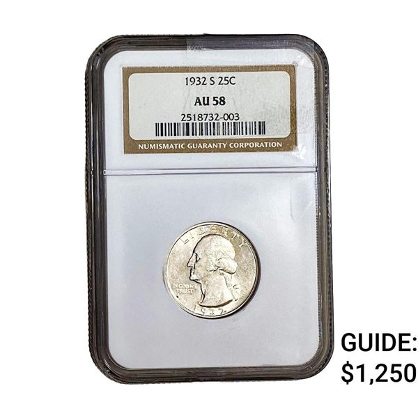 1932-S Washington Silver Quarter NGC AU58
