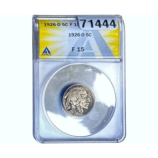 1926-D Buffalo Nickel ANACS F15