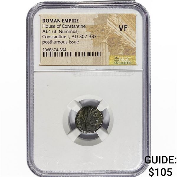 Roman Constantine I, AD 307-337 AE4 BI Nummus NGC VF