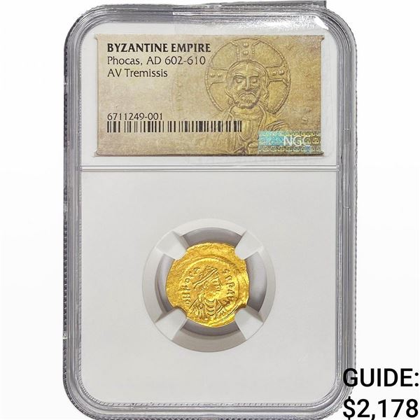 Byzantine Phocas, AD 602-610 Gold Tremissis NGC
