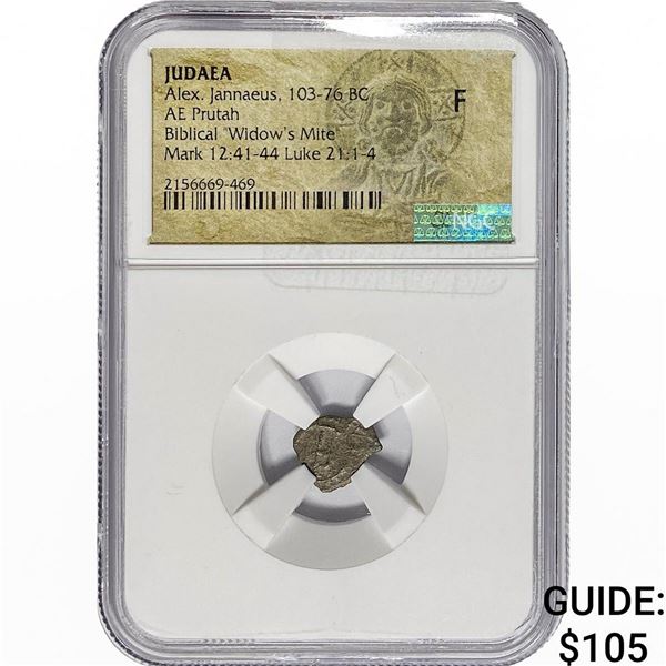 Judaea Alex. Jannaeus, 103-76 BC Bronze Prutah F