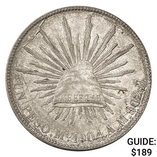 1904Mo AM Mexico Silver Peso CHOICE AU