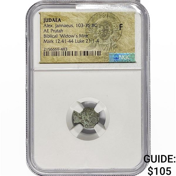 Judaea Alex. Jannaeus, 103-76 BC Bronze Prutah NGC F