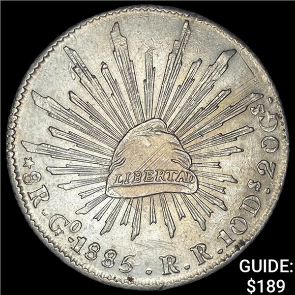 1885Go RR Mexico Silver 8 Reales Cap & Ray UNCIRCULATED