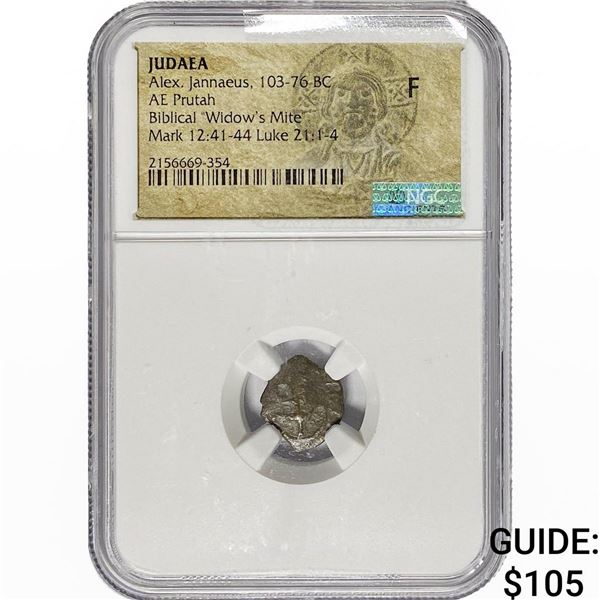 Judaea Alex. Jannaeus, 103-76 BC Bronze Prutah F