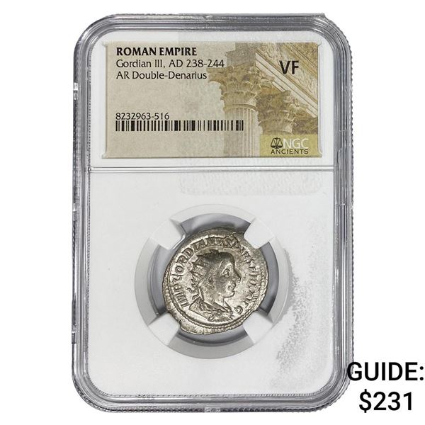Roman Gordian III, AD 238-244 Silver Dbl-Denarius NGC