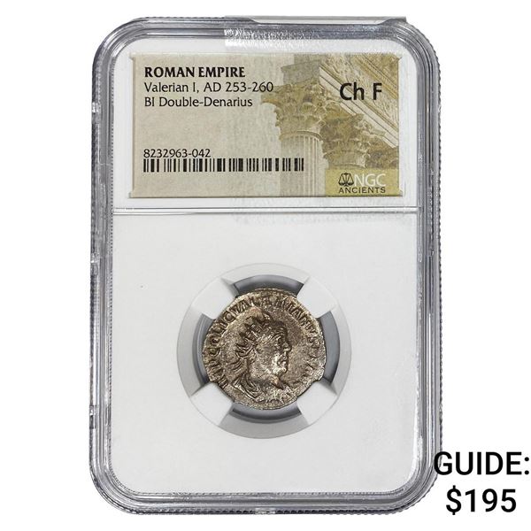 Roman Valerian I, AD 253-260 BI Dbl-Denarius NGC