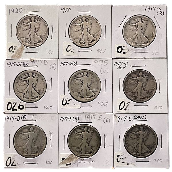 [9] Silver Walking Liberty 50C Lot