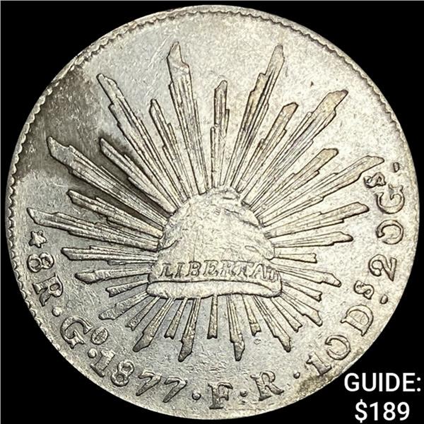1877Go FR Mexico Silver 8 Reales Cap&Rays CLOSELY UNCIRCULATED