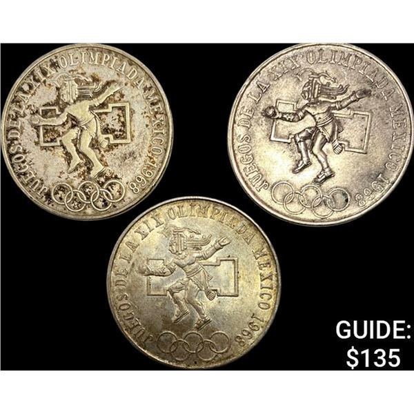 [3]1968 Mexico Silver 25 Pesos-Olympics NEARLY UNCIRCULATED