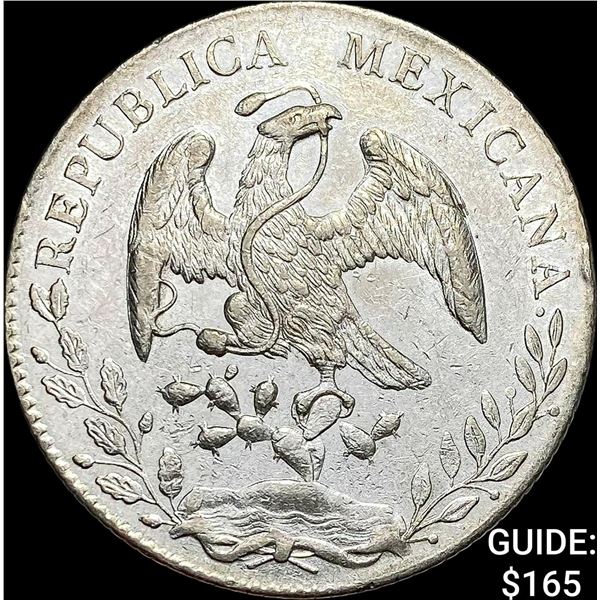 1896Go RS Mexico Silver 8 Reales Cap and Rays CHOICE AU