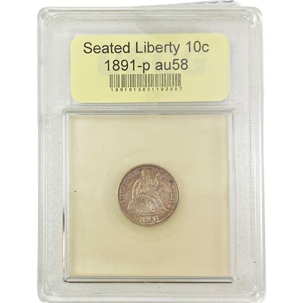 1891-P Seated Liberty Dime USCG AU58