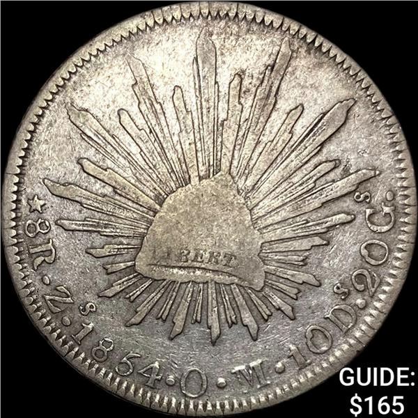 1854Zs OM Mexico Silver 8 Reales CLOSELY UNCIRCULATED