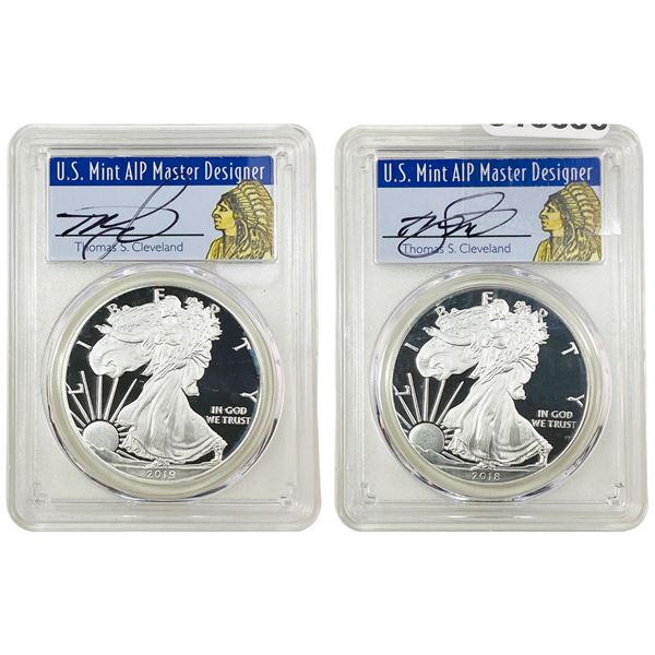 [2 Coins]2018/2019-W Silver Eagle PCGS PR70 DCAM