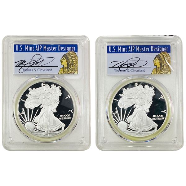 [2 Coins] 2018-W Silver Eagle PCGS PR70 DCAM