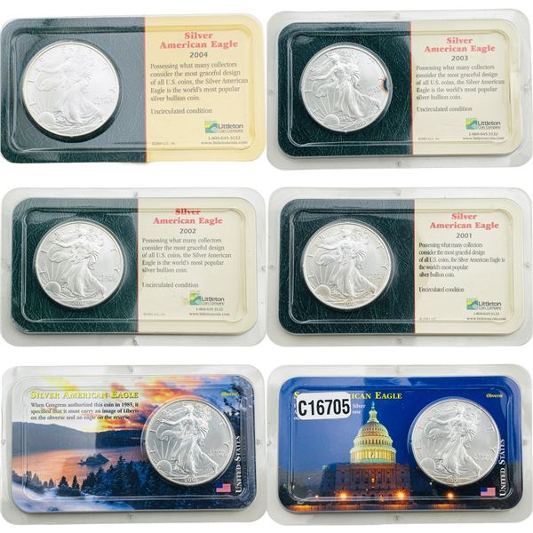 [6 Coins]2000-2004 Silver Eagle LCC