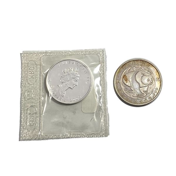 [2 Coins]1991/2000 Canada/China 1 oz SIlver Dollars