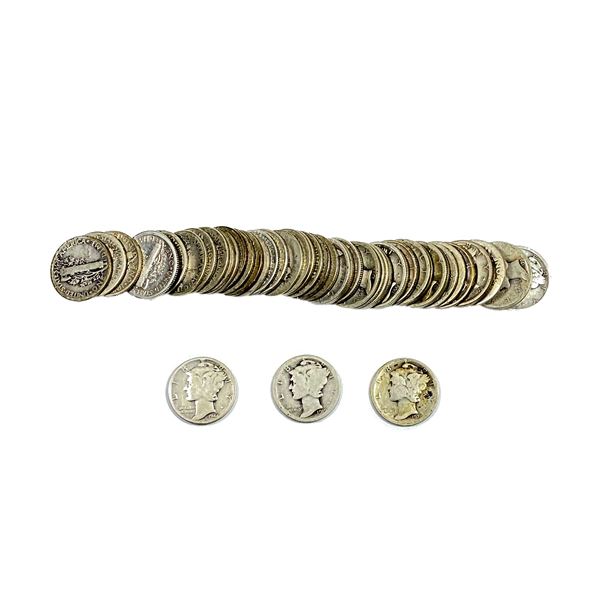 [50 Coins]1917-1944 Mercury DIme Roll