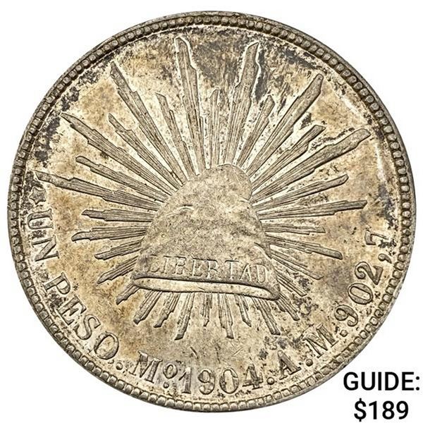 1904Mo AM Mexico Silver Peso CHOICE AU