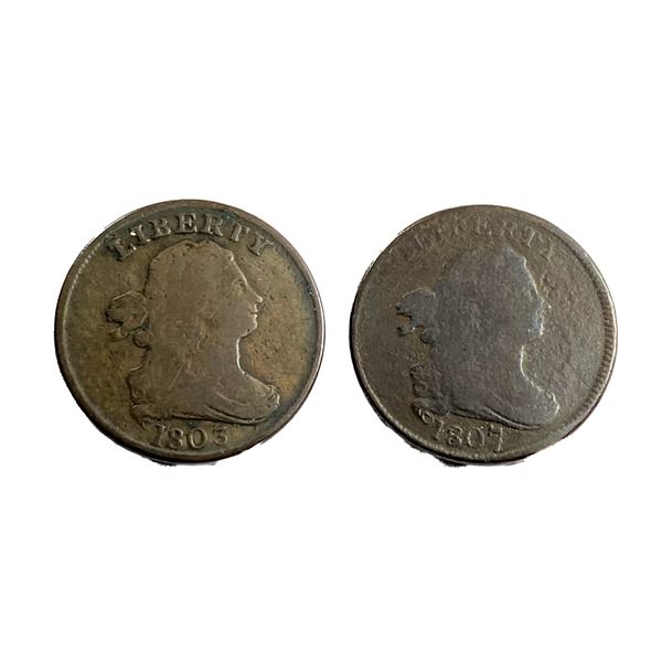 [2 Coins]1803/1807 Draped Bust Half Cent