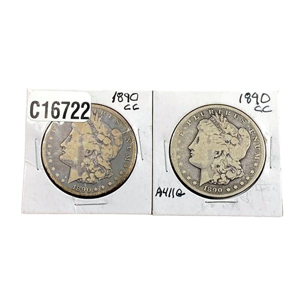 [2 Coins]1890-CC Morgan Silver Dollar
