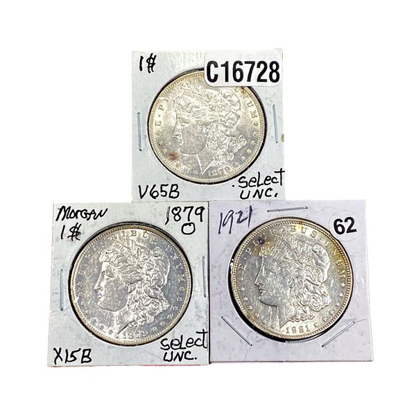 [3 Coins] 1879-1921 Morgan Silver Dollar