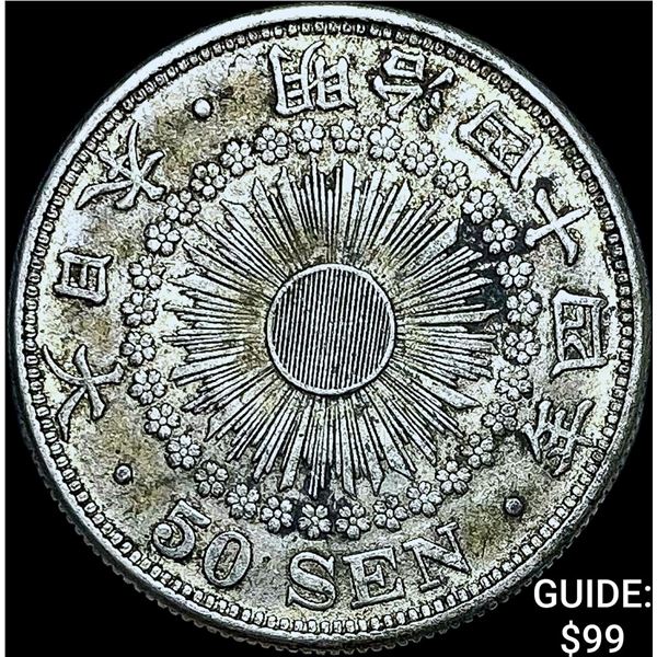 1906-1912 Japan Silver 50 Sen CLOSELY UNCIRCULATED