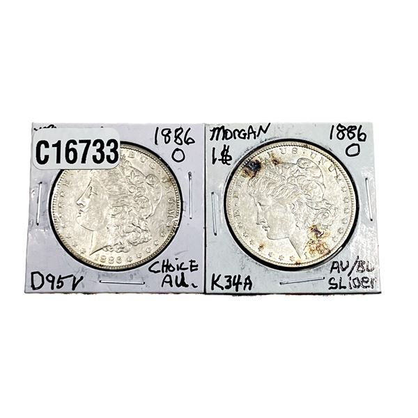 [2 Coins]1886-O Morgan Silver Dollar