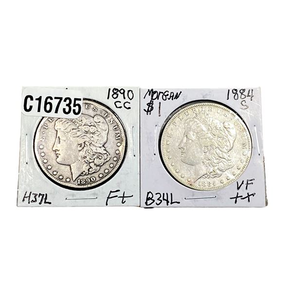[2 Coins]1884-1890 Morgan Silver Dollar