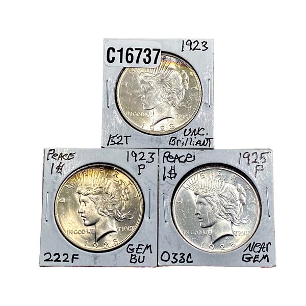 [3 Coins]1923-1925 Silver Peace Dollar